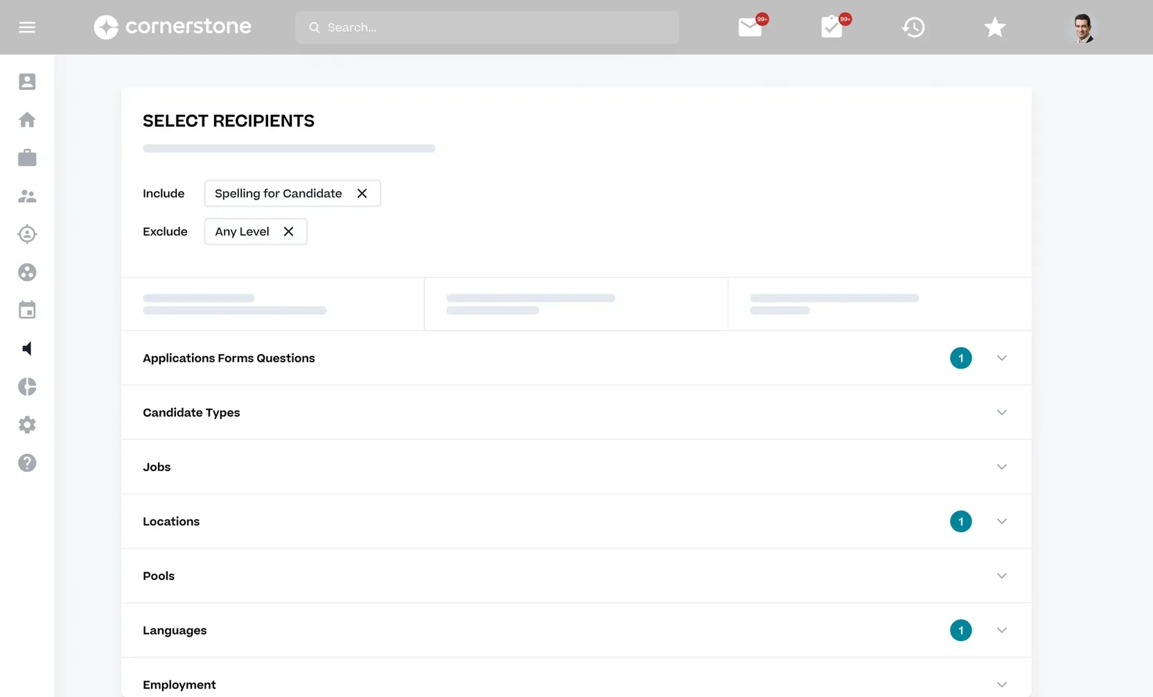 A product screenshot of Cornerstone recruiting.