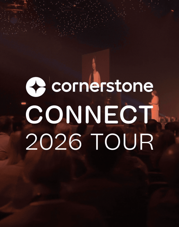 cornerstone CONNECT 2026 TOUR text over an image of an audience watching a speaker on stage and a large screen.