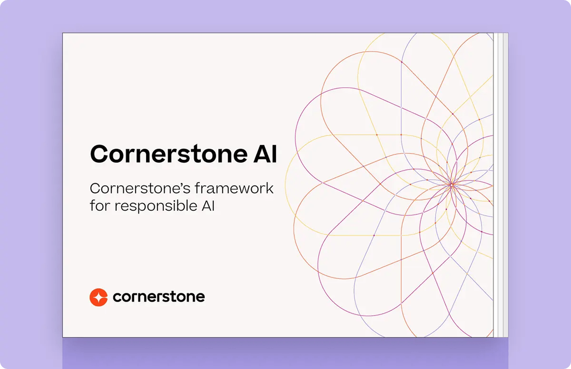 Book cover titled "Cornerstone AI: Cornerstone's framework for responsible AI," with a colorful geometric pattern.