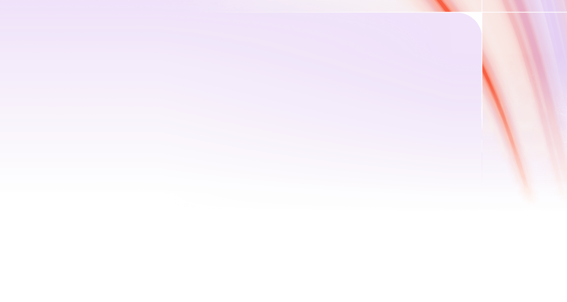 Abstract light purple and white gradient background with red and purple wavy lines on the right.