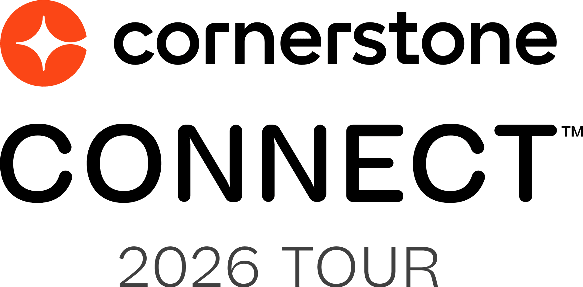 Cornerstone CONNECT™ 2026 TOUR logo with an orange starburst icon.