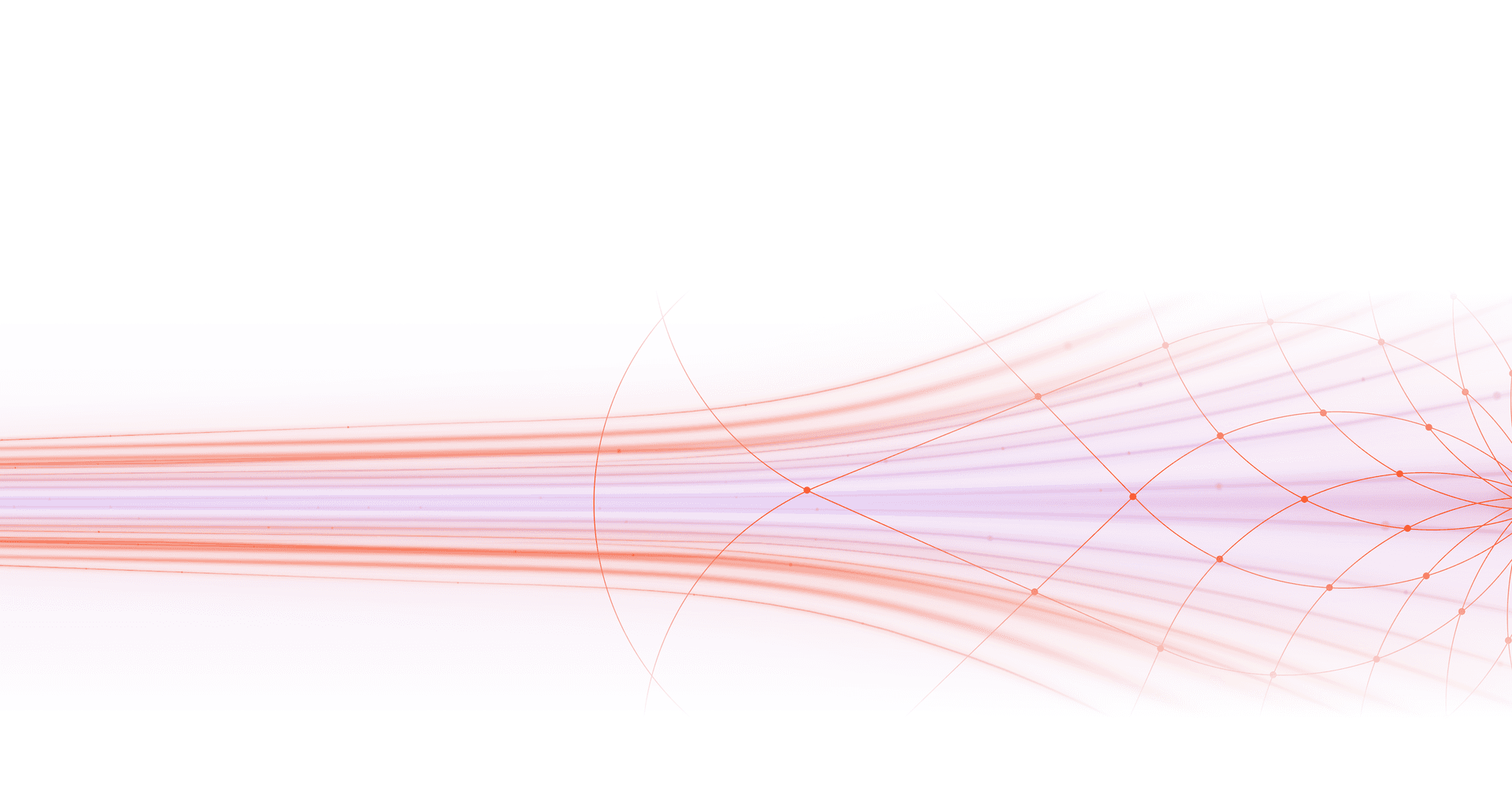 Abstract graphic with orange and purple lines expanding from a beam into a grid.