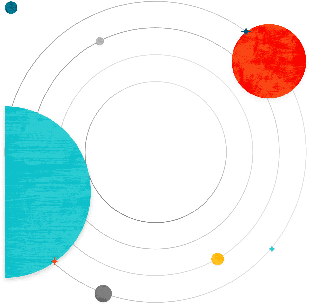 a drawing of a circle with a blue circle in the middle and a red circle in the middle