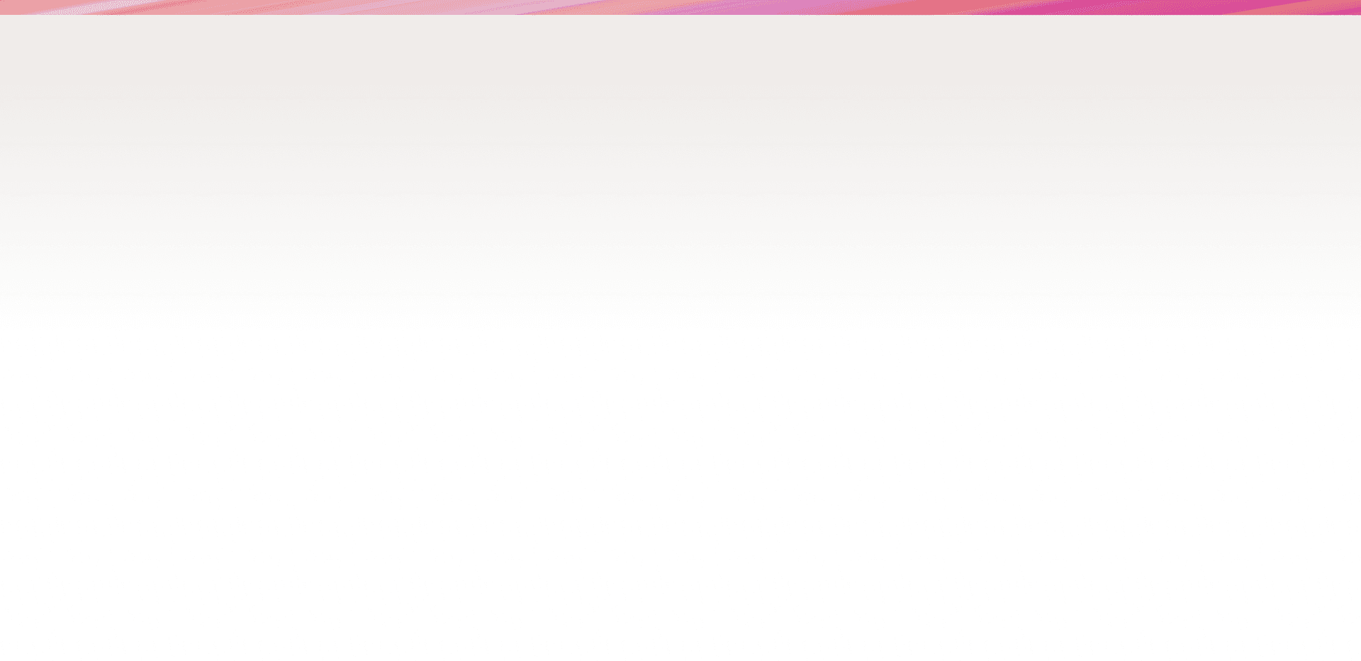 White background with a thin horizontal stripe of blended pink, orange, and purple colors at the top.