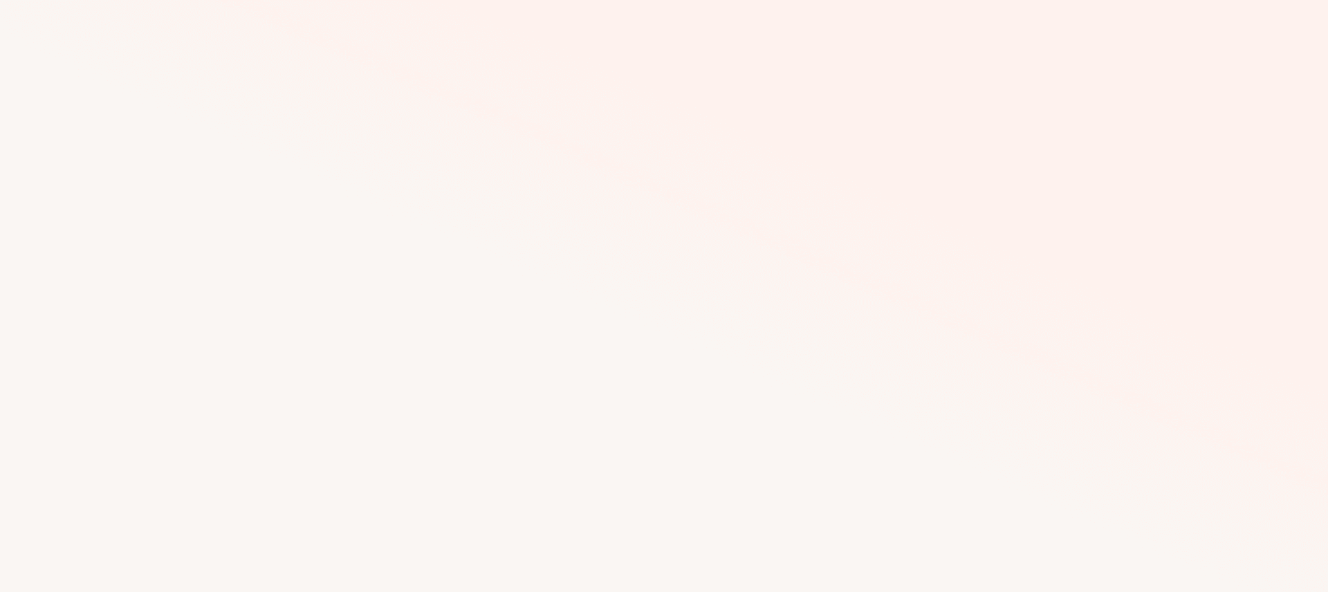 Soft white background with a subtle peach gradient on the right.