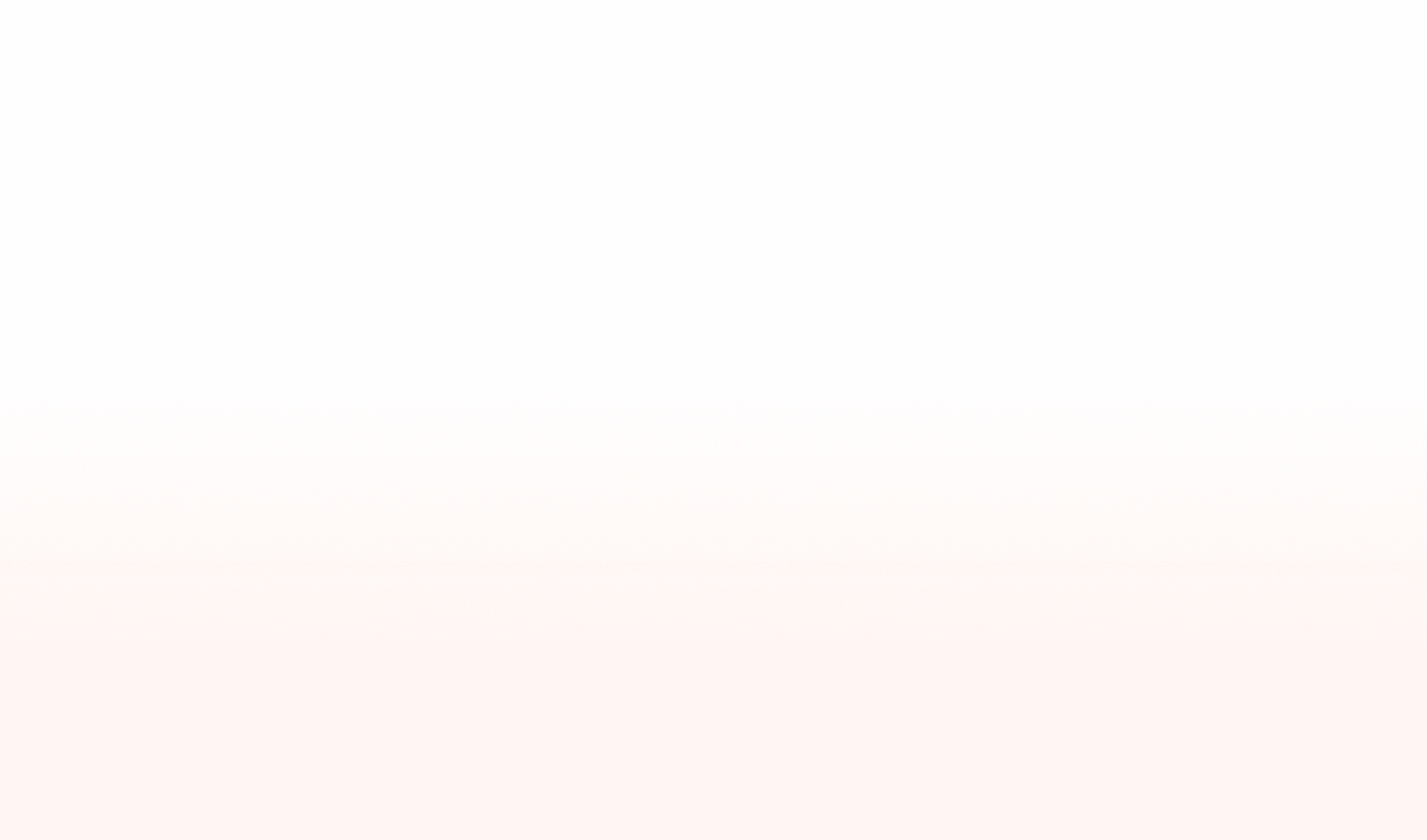 A white background with a subtle light peach gradient.