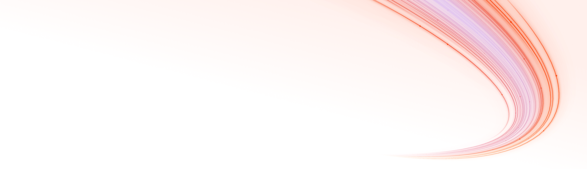 Abstract white background with a sweeping curve of thin orange, red, and purple lines.