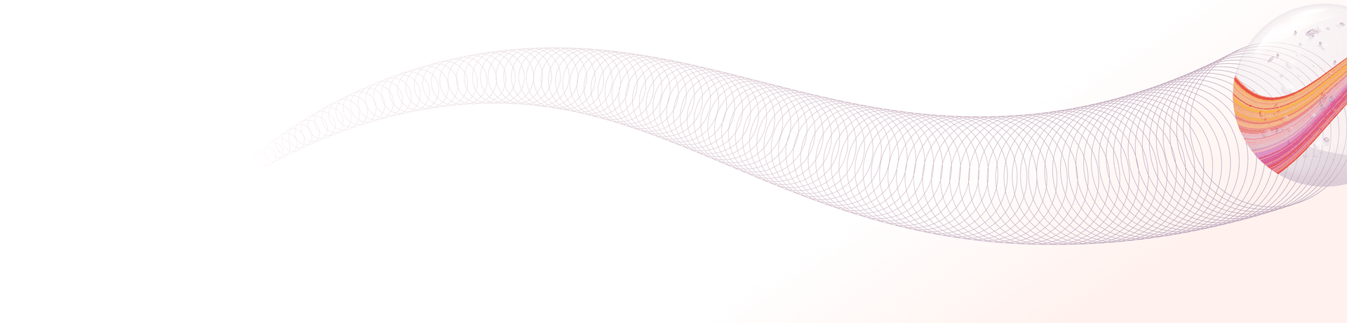 A translucent, wavy tube of fine lines with orange and pink layers visible at its open end.