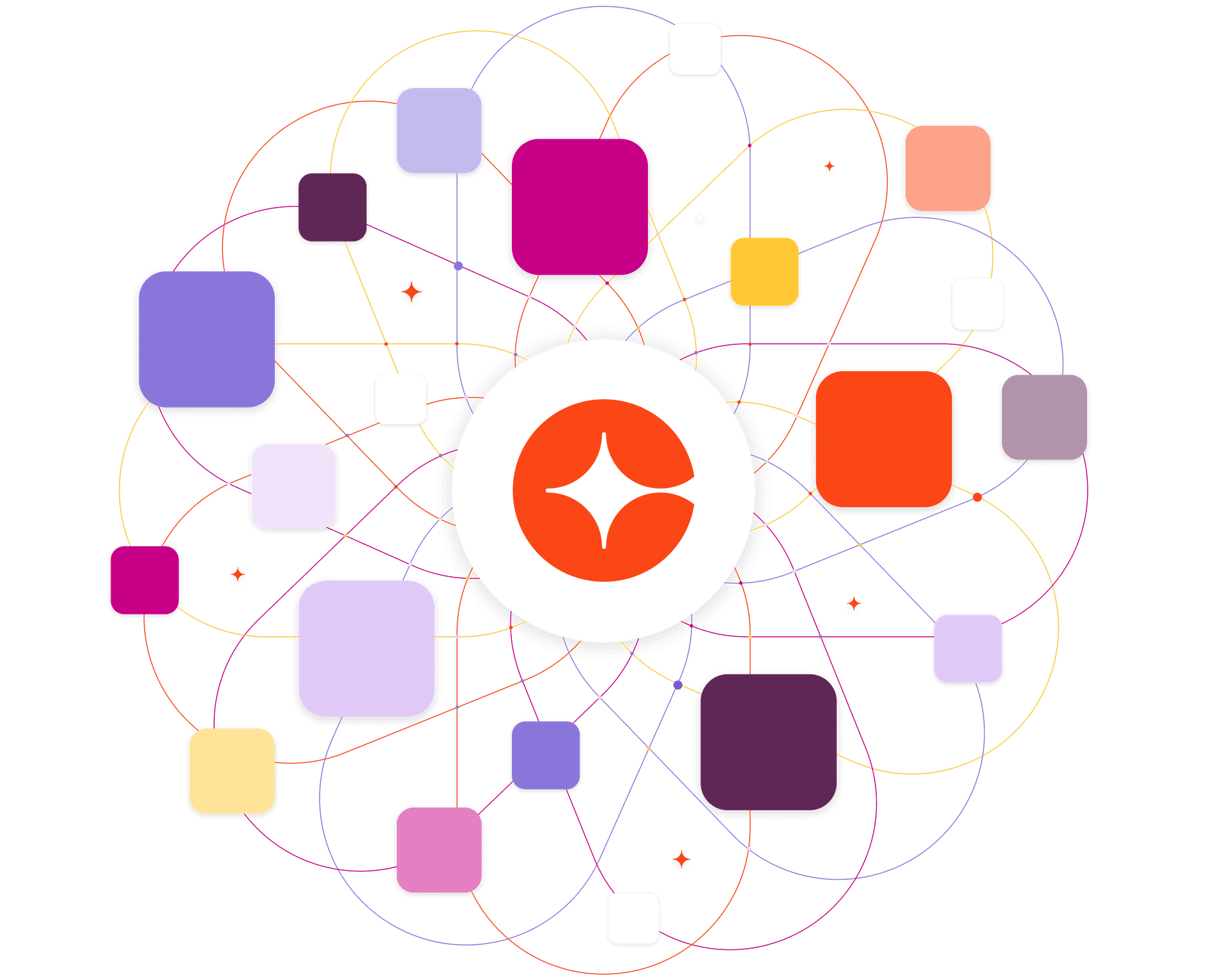 Ur logo orañjez kreiz gant ur skleurenn wenn a zo tro-dro dezhañ ur rouedad livet a garrezioù krugell liammet ha linennoù.