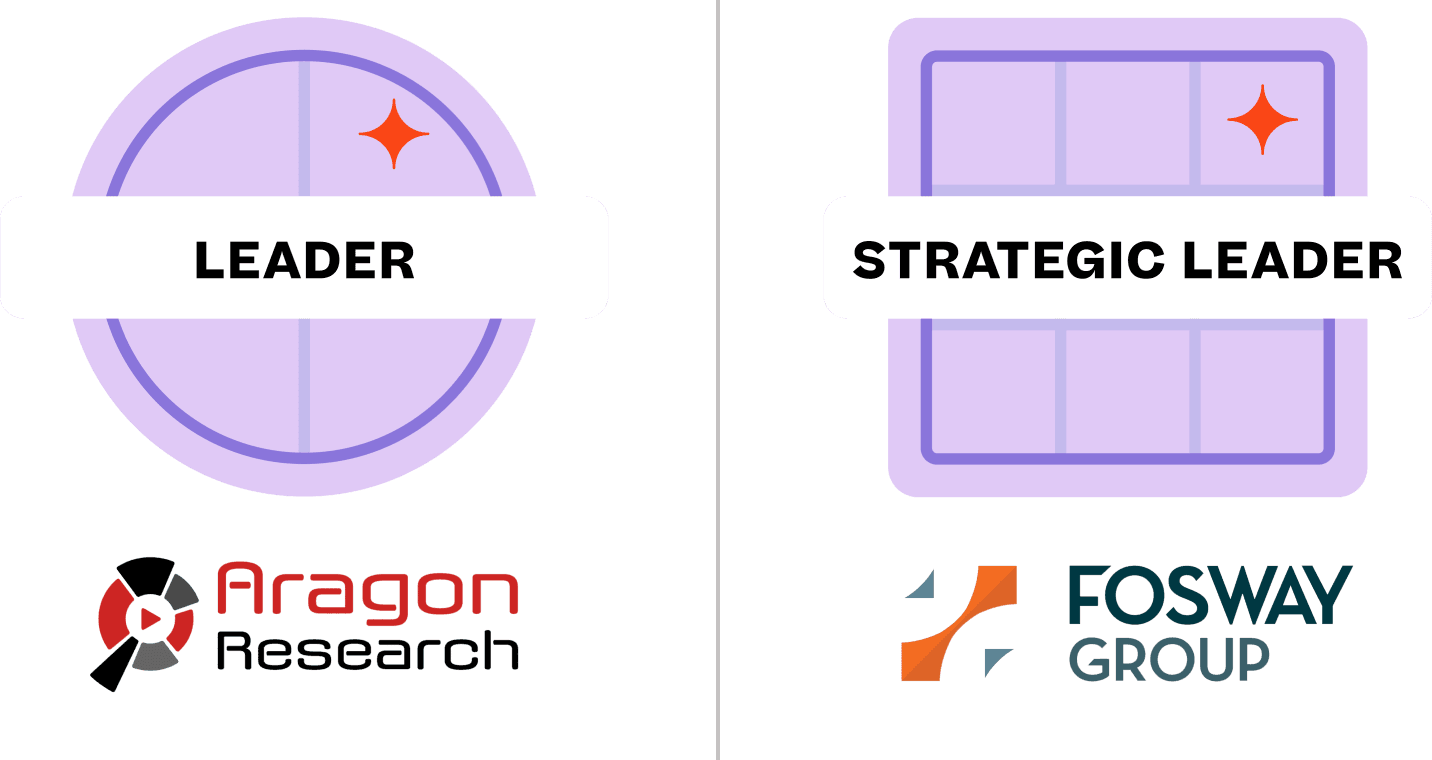 Two identical graphics, each featuring a purple badge with a sparkle, 'STRATEGIC LEADER' text, and the Fosway Group logo.