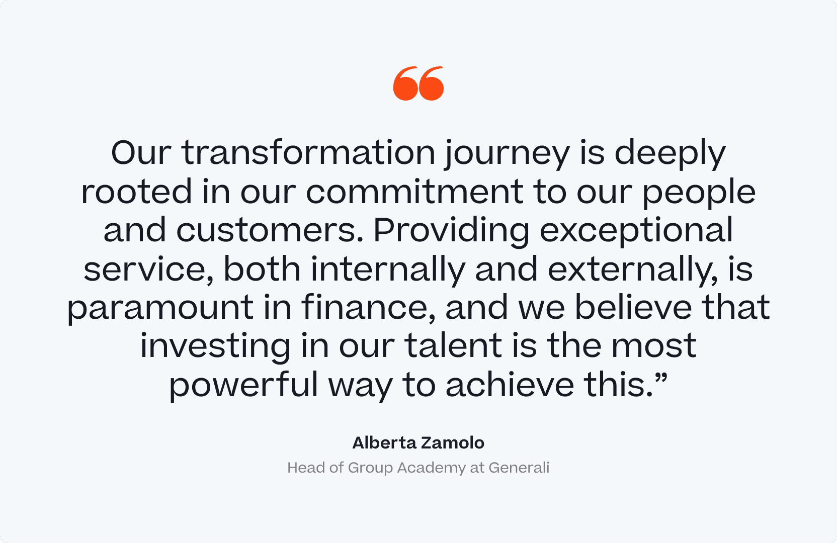 Una citazione del responsabile della Group Academy di Generali sul valore di investire nei talenti con Cornerstone.