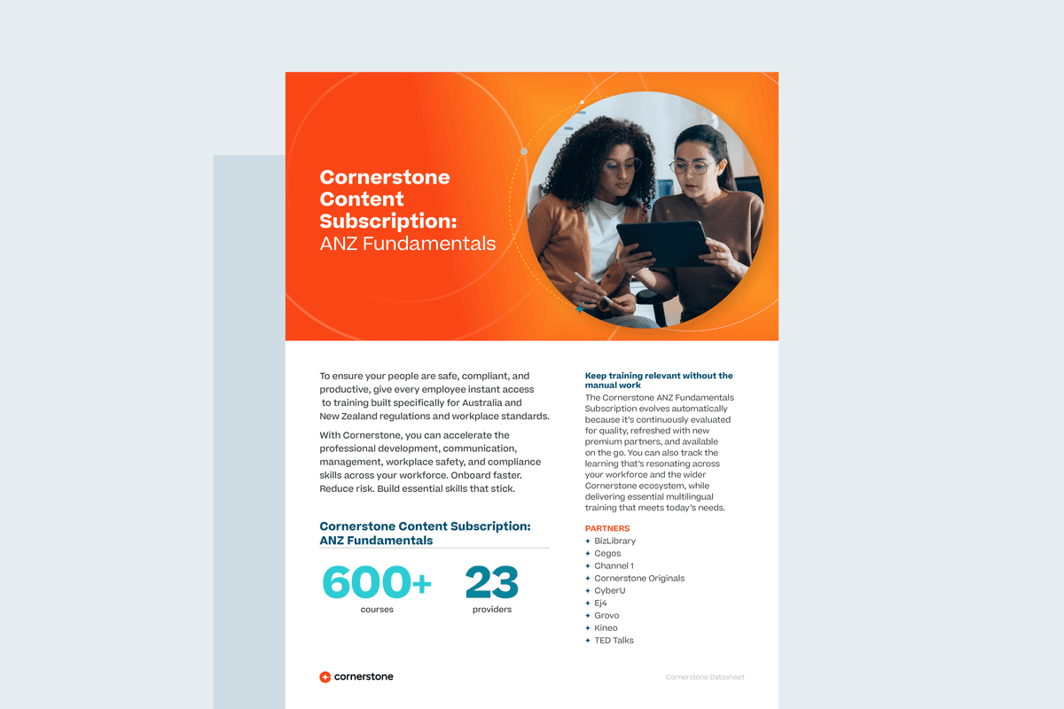 Cornerstone Content Subscription: ANZ Fundamentals