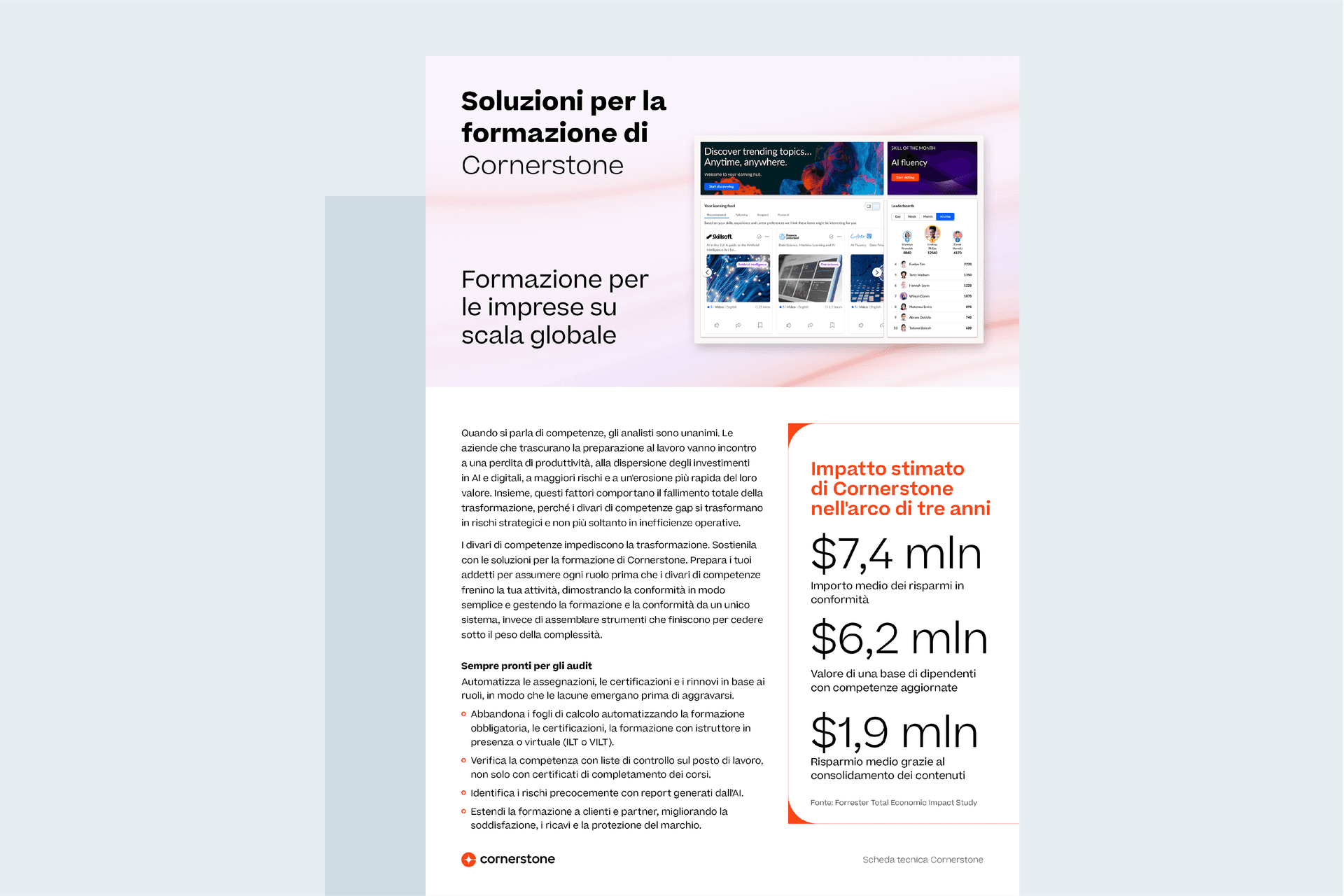 Soluzioni per la formazione di Cornerstone