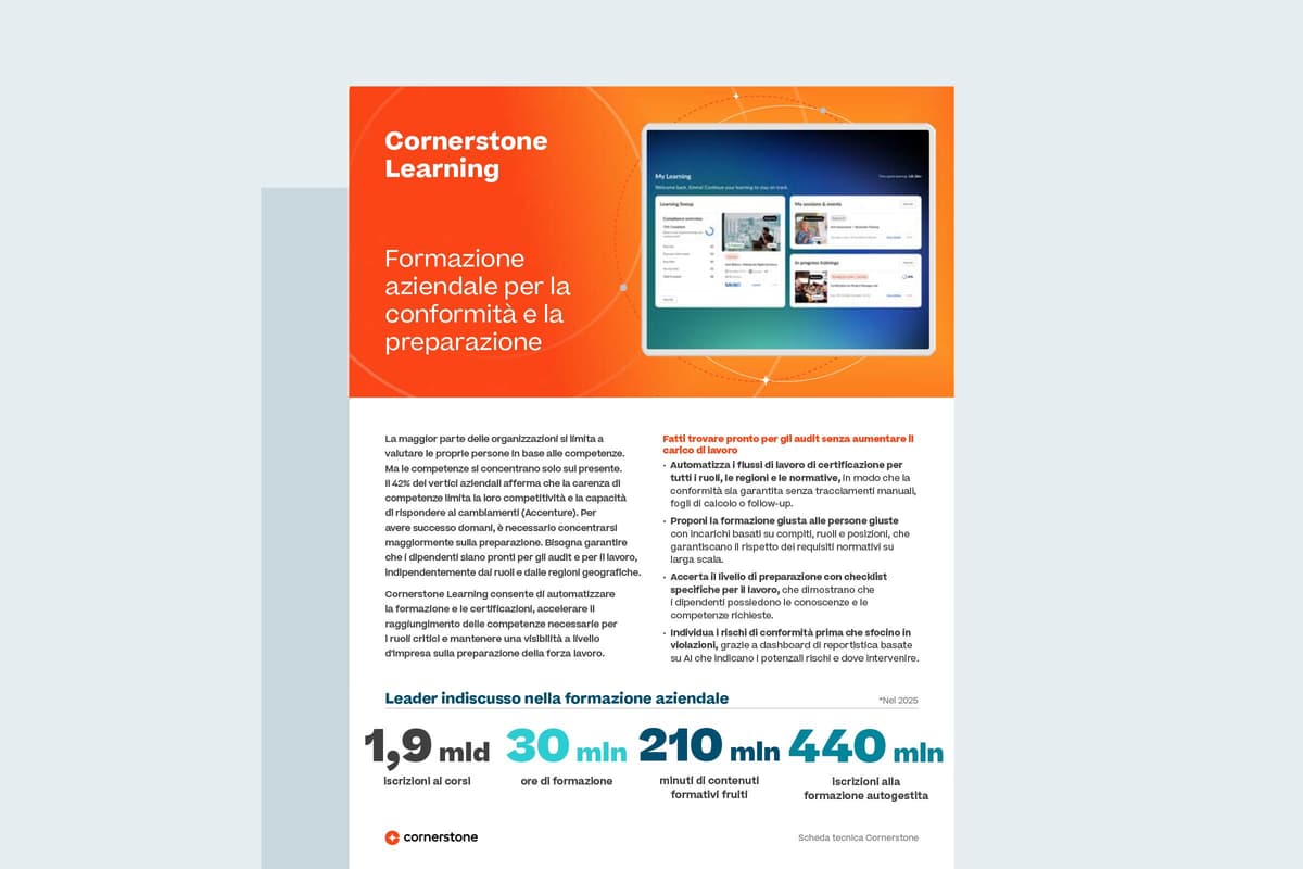 Scheda tecnica di Cornerstone Learning