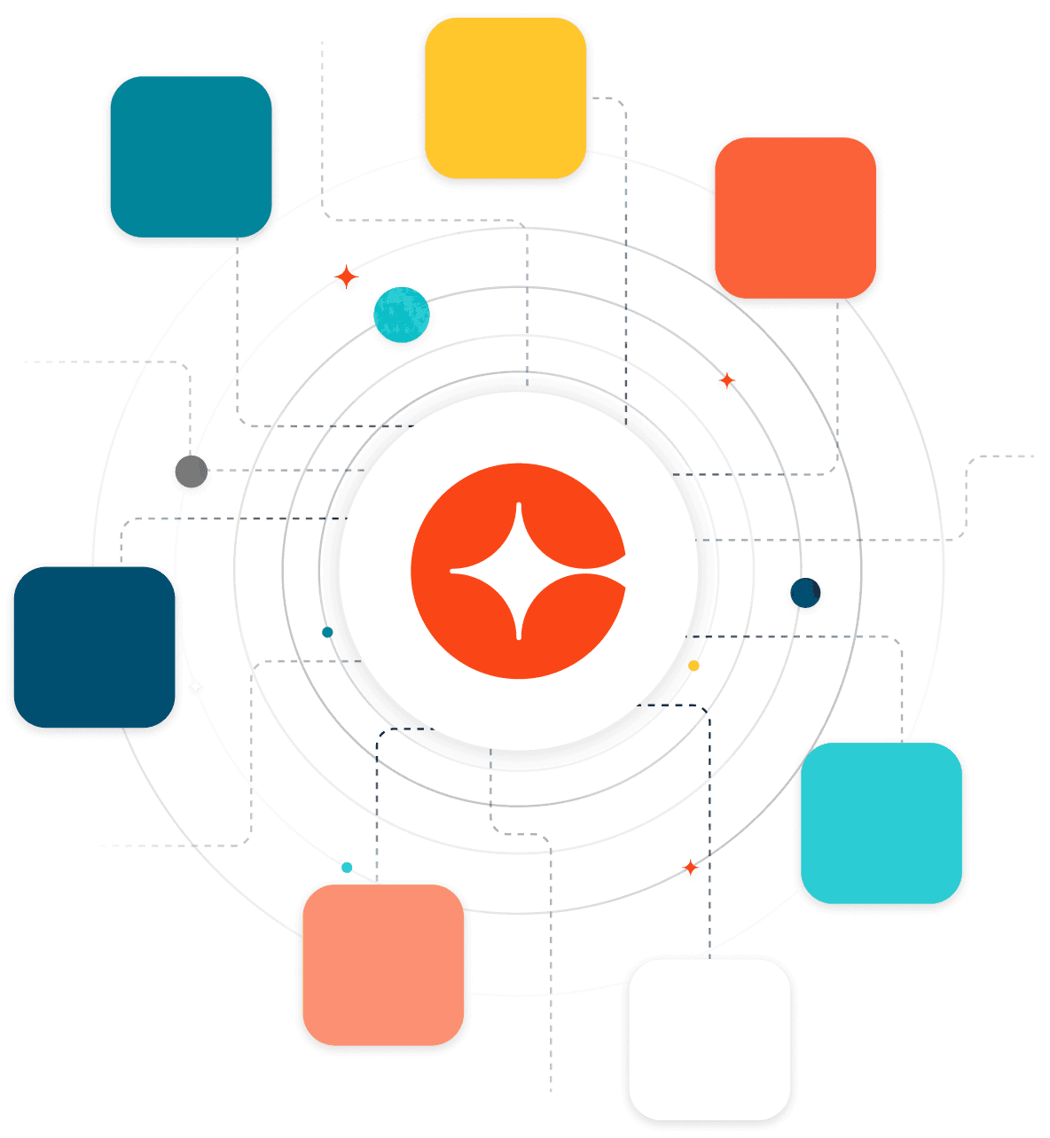 Various blocks all connected with the Cornerstone logo in the center.