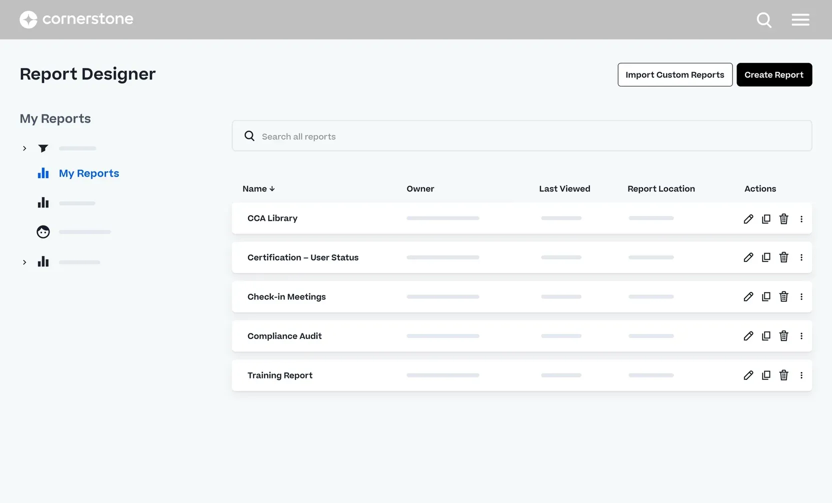 A product screen shot of Cornerstone Core HR, including a report designer that users can use as a part of the HR strategy.